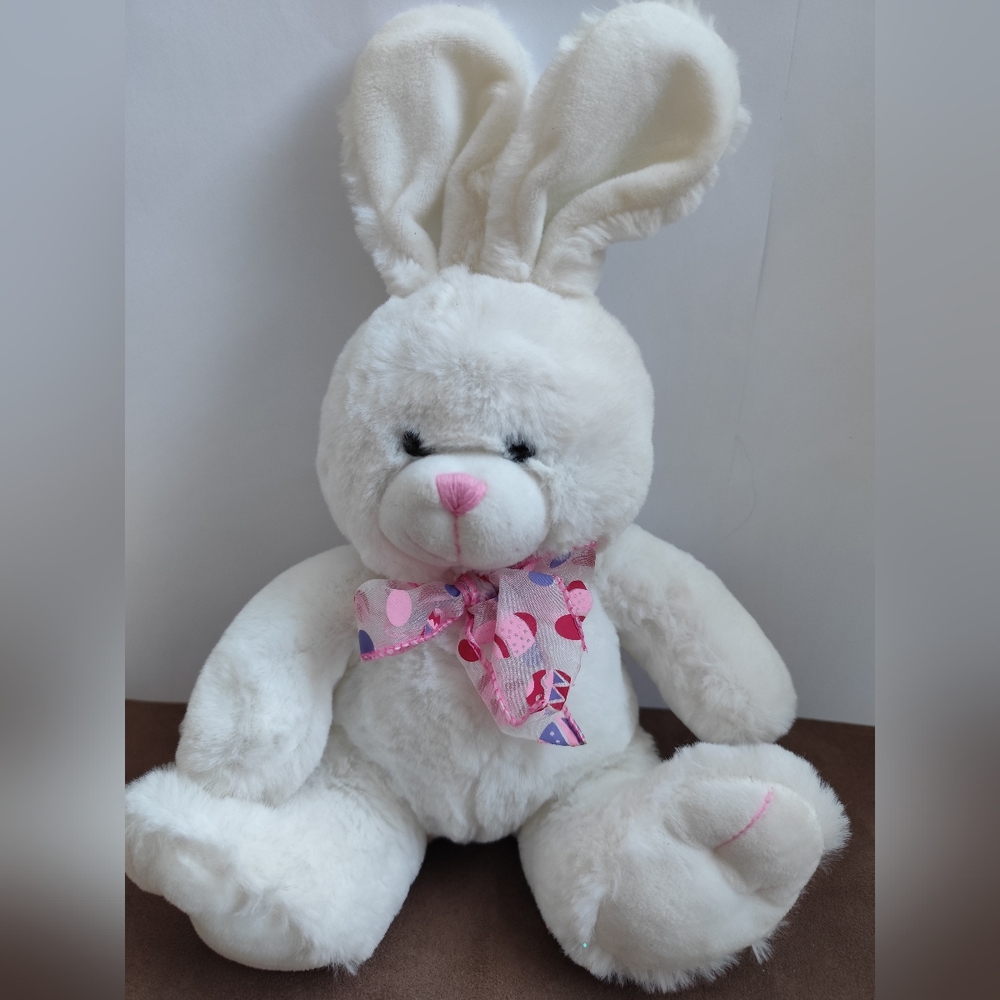 4/$50⭐️Napco Easter Bunny White with Pink Polka Dot Ribbon Bow